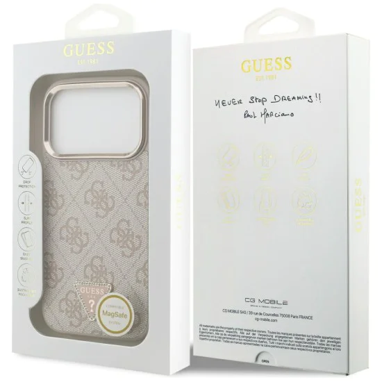 Калъф за iPhone 17 Pro - Guess - Hardcase 4G Triangle Logo MagSafe (GUHMP17LP4GTDGMP) - Розов
