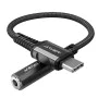 Acefast - Адаптер за аудио кабел (C1-07) - Type-C към Jack 3.5 мм женски, Hi-Fi, DAC цифрово декодиране, найлонова оплетка, 0.18 м - Черен