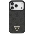 Калъф за iPhone 17 Pro - Guess - Кожен 4G Triangle Strass MagSafe (GUHMP17LP4TDPLK) - Черен