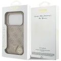 Калъф за iPhone 17 Pro - Guess - Кожен 4G Triangle Strass MagSafe (GUHMP17LP4TDPLP) - Розов