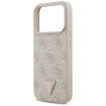 Калъф за iPhone 17 Pro - Guess - Кожен 4G Triangle Strass MagSafe (GUHMP17LP4TDPLP) - Розов