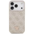 Калъф за iPhone 17 Pro - Guess - Кожен 4G Triangle Strass MagSafe (GUHMP17LP4TDPLP) - Розов