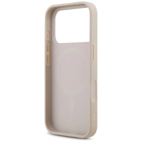 Калъф за iPhone 17 Pro - Guess - Кожен 4G Triangle Strass MagSafe (GUHMP17LP4TDPLP) - Розов