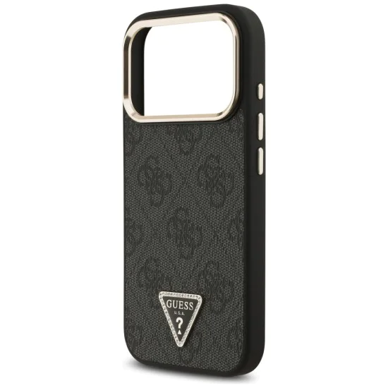 Калъф за iPhone 17 Pro Max - Guess - Hardcase 4G Triangle Logo MagSafe (GUHMP17XP4GTDGMK) - Черен