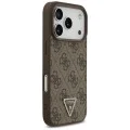 Калъф за iPhone 17 Pro - Guess - Кожен 4G Triangle Strass MagSafe (GUHMP17LP4TDPLW) - Кафяв
