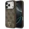 Калъф за iPhone 17 Pro - Guess - Кожен 4G Triangle Strass MagSafe (GUHMP17LP4TDPLW) - Кафяв