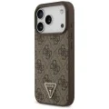 Калъф за iPhone 17 Pro - Guess - Кожен 4G Triangle Strass MagSafe (GUHMP17LP4TDPLW) - Кафяв