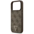 Калъф за iPhone 17 Pro - Guess - Кожен 4G Triangle Strass MagSafe (GUHMP17LP4TDPLW) - Кафяв