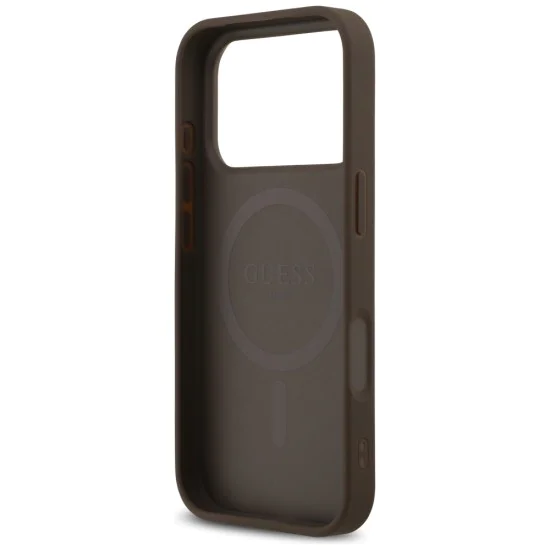 Калъф за iPhone 17 Pro - Guess - Кожен 4G Triangle Strass MagSafe (GUHMP17LP4TDPLW) - Кафяв