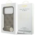 Калъф за iPhone 17 Pro - Guess - Кожен 4G Triangle Strass MagSafe (GUHMP17LP4TDPLW) - Кафяв
