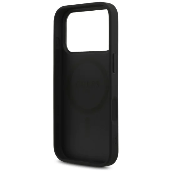 Калъф за iPhone 17 Pro Max - Guess - Кожен 4G Triangle Strass MagSafe (GUHMP17XP4TDPLK) - Черен