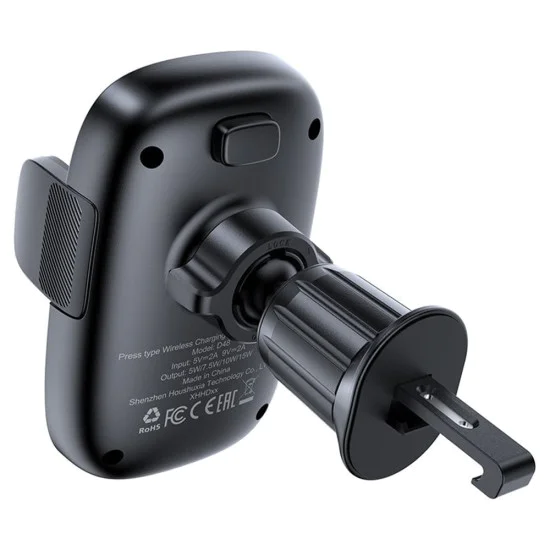 Acefast - Държач за кола с безжично зареждане (D48) - за вентилационен отвор, магнитен захват, самозаключващ се, 15W, телефон 4.7 - 6.9 - черен