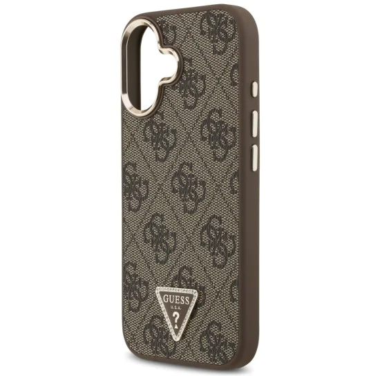 Калъф за iPhone 17 - Guess - Hardcase 4G Triangle Logo MagSafe (GUHMP17SP4GTDGMW) - Кафяв