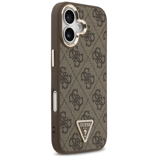 Калъф за iPhone 17 - Guess - Hardcase 4G Triangle Logo MagSafe (GUHMP17SP4GTDGMW) - Кафяв