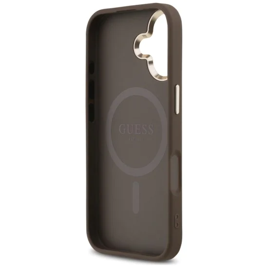 Калъф за iPhone 17 - Guess - Hardcase 4G Triangle Logo MagSafe (GUHMP17SP4GTDGMW) - Кафяв