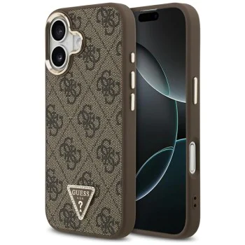 Калъф за iPhone 17 - Guess - Hardcase 4G Triangle Logo MagSafe (GUHMP17SP4GTDGMW) - Кафяв
