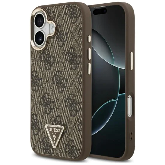 Калъф за iPhone 17 - Guess - Hardcase 4G Triangle Logo MagSafe (GUHMP17SP4GTDGMW) - Кафяв
