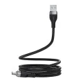 Acefast - Кабел за данни (C11-04) - Магнитно навиване, Бързо зареждане, USB към Type-C, 3A, Регулируема дължина, 1.2 м - Черен
