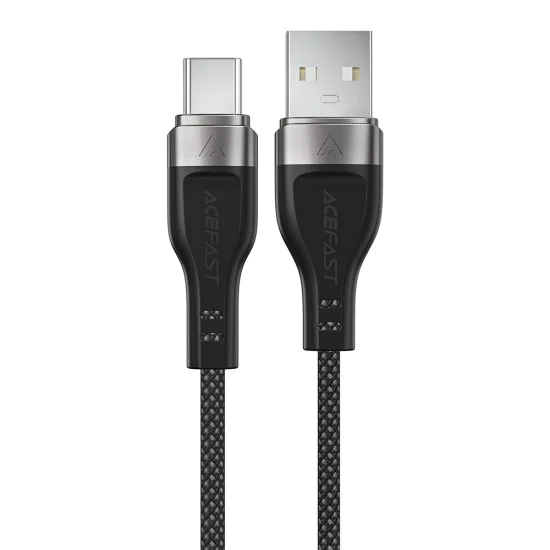Acefast - Кабел за данни (C11-04) - Магнитно навиване, Бързо зареждане, USB към Type-C, 3A, Регулируема дължина, 1.2 м - Черен