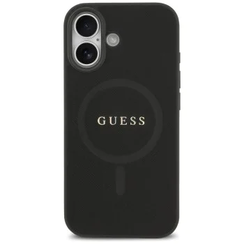 Калъф за iPhone 17 - Guess - Saffiano Classic Logo MagSafe (GUHMP17SPSAHMCK) - Черен