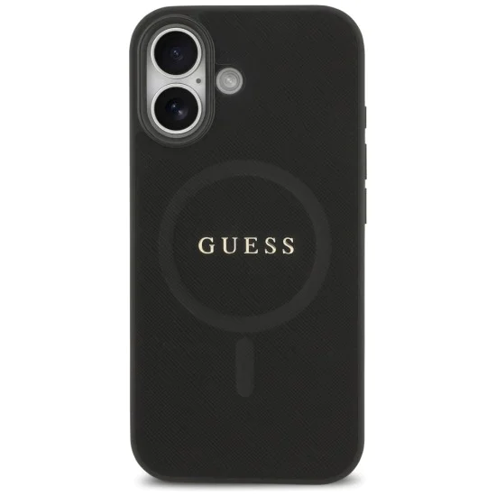 Калъф за iPhone 17 - Guess - Saffiano Classic Logo MagSafe (GUHMP17SPSAHMCK) - Черен