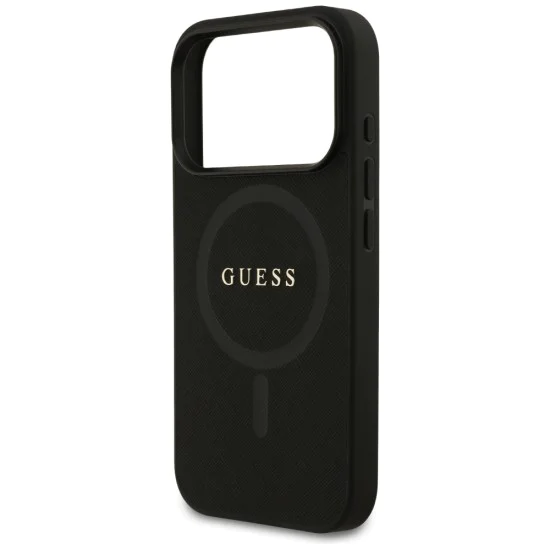 Калъф за iPhone 17 Pro - Guess - Saffiano Classic Logo MagSafe (GUHMP17LPSAHMCK) - Черен