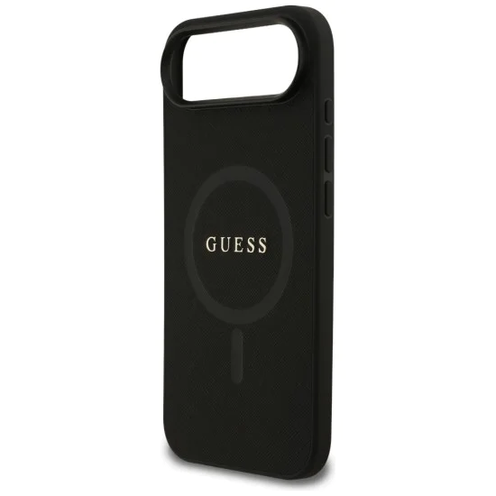 Калъф за iPhone 17 Air - Guess - Saffiano Classic Logo MagSafe (GUHMP17MPSAHMCK) - Черен