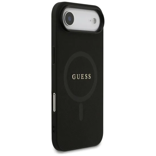 Калъф за iPhone 17 Air - Guess - Saffiano Classic Logo MagSafe (GUHMP17MPSAHMCK) - Черен