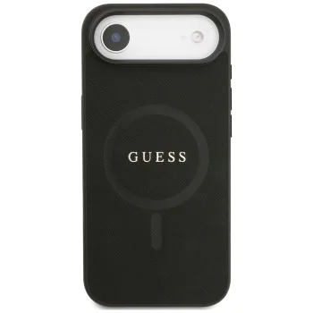 Калъф за iPhone 17 Air - Guess - Saffiano Classic Logo MagSafe (GUHMP17MPSAHMCK) - Черен
