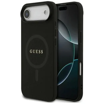 Калъф за iPhone 17 Air - Guess - Saffiano Classic Logo MagSafe (GUHMP17MPSAHMCK) - Черен