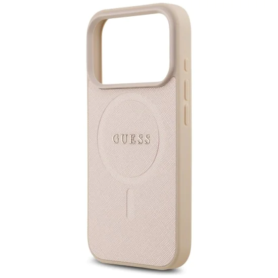 Калъф за iPhone 17 Pro - Guess - Saffiano Classic Logo MagSafe (GUHMP17LPSAHMCP) - Розов