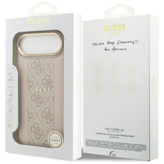 Калъф за iPhone 17 Air - Guess - Hardcase 4G Stripe MagSafe (GUHMP17MPG4SEMCP) - Розов
