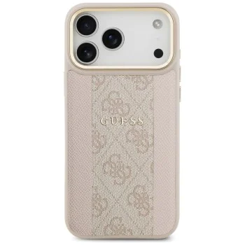 Калъф за iPhone 17 Pro Max - Guess - Hardcase 4G Stripe MagSafe (GUHMP17XPG4SEMCP) - Розов