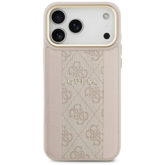 Калъф за iPhone 17 Pro Max - Guess - Hardcase 4G Stripe MagSafe (GUHMP17XPG4SEMCP) - Розов