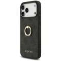 Калъф за iPhone 17 Pro Max - Guess - Hardcase 4G с пръстен-стойка (GUHCP17X4GMRGR) - Черен
