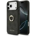 Калъф за iPhone 17 Pro Max - Guess - Hardcase 4G с пръстен-стойка (GUHCP17X4GMRGR) - Черен