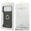 Калъф за iPhone 17 Pro Max - Guess - Hardcase 4G с пръстен-стойка (GUHCP17X4GMRGR) - Черен