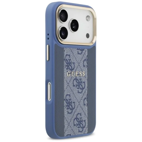 Калъф за iPhone 17 Pro - Guess - Hardcase 4G Stripe MagSafe (GUHMP17LPG4SEMCB) - Син