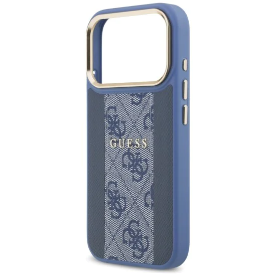 Калъф за iPhone 17 Pro - Guess - Hardcase 4G Stripe MagSafe (GUHMP17LPG4SEMCB) - Син