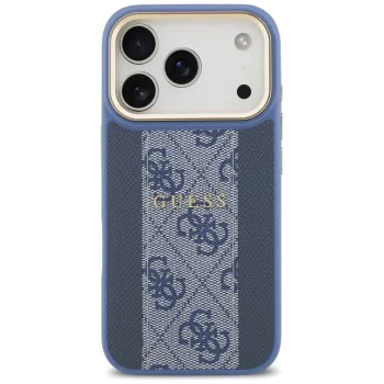 Калъф за iPhone 17 Pro - Guess - Hardcase 4G Stripe MagSafe (GUHMP17LPG4SEMCB) - Син