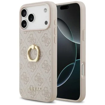 Калъф за iPhone 17 Pro Max - Guess - Hardcase 4G с пръстен-стойка (GUHCP17X4GMRBR) - Кафяв