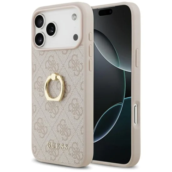 Калъф за iPhone 17 Pro Max - Guess - Hardcase 4G с пръстен-стойка (GUHCP17X4GMRBR) - Кафяв