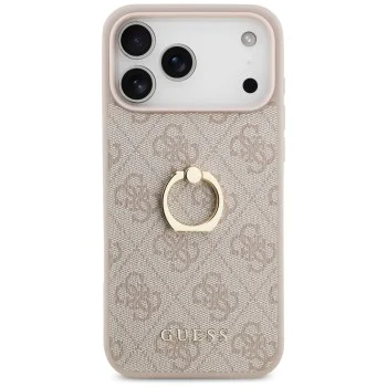 Калъф за iPhone 17 Pro Max - Guess - Hardcase 4G с пръстен-стойка (GUHCP17X4GMRBR) - Кафяв