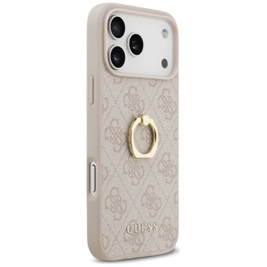 Калъф за iPhone 17 Pro Max - Guess - Hardcase 4G с пръстен-стойка (GUHCP17X4GMRBR) - Кафяв