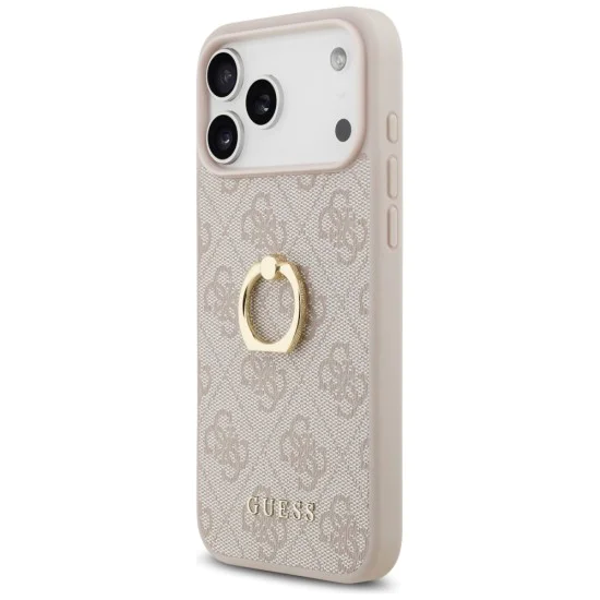 Калъф за iPhone 17 Pro Max - Guess - Hardcase 4G с пръстен-стойка (GUHCP17X4GMRBR) - Кафяв