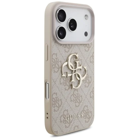 Калъф за iPhone 17 Pro - Guess - Hardcase 4G Classic Logo с каишка (GUHCP17LP4GMGSP) - Розов