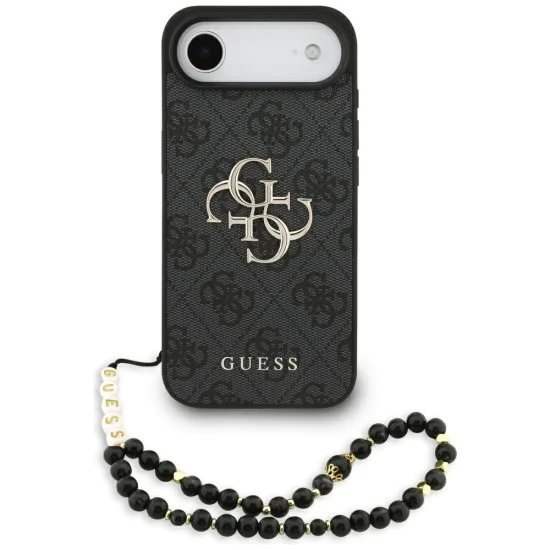 Калъф за iPhone 17 Air - Guess - Hardcase 4G Classic Logo с каишка (GUHCP17MP4GMGSK) - Черен