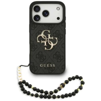 Калъф за iPhone 17 Pro - Guess - Hardcase 4G Classic Logo с каишка (GUHCP17LP4GMGSK) - Черен