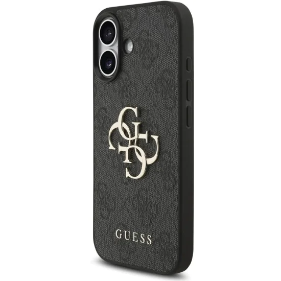 Калъф за iPhone 17 - Guess - Hardcase 4G Classic Logo с каишка (GUHCP17SP4GMGSK) - Черен