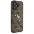 Калъф за iPhone 16 - Guess - Hardcase 4G Classic Logo с каишка (GUHCP16SP4GMGSW) - Кафяв